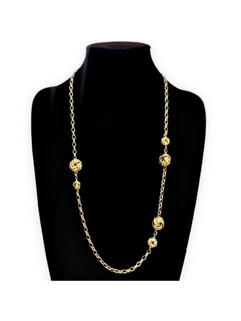 NEIMAN MARCUS Gold Knot Yellow Accents Station Chain Necklace | NWT